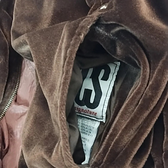 CS Signature Brown Velvet Reversible Hoodie Jacket Large - Picture 8 of 16